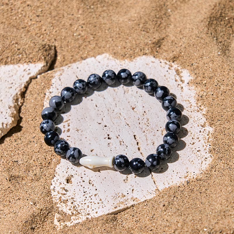 Wear FengShui Natural Agate Stone Shark Wisdom Bracelet