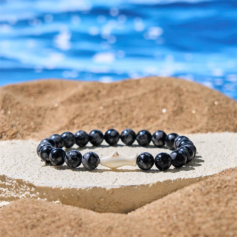 Wear FengShui Natural Agate Stone Shark Wisdom Bracelet
