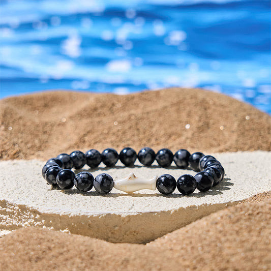 Wear FengShui Natural Agate Stone Shark Wisdom Bracelet