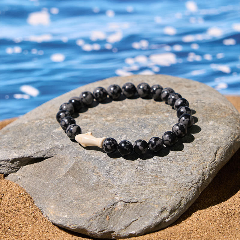 Wear FengShui Natural Agate Stone Shark Wisdom Bracelet