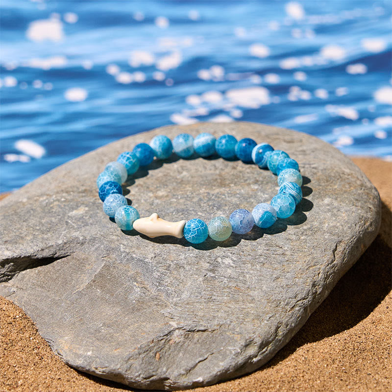 Wear FengShui Natural Agate Stone Shark Wisdom Bracelet