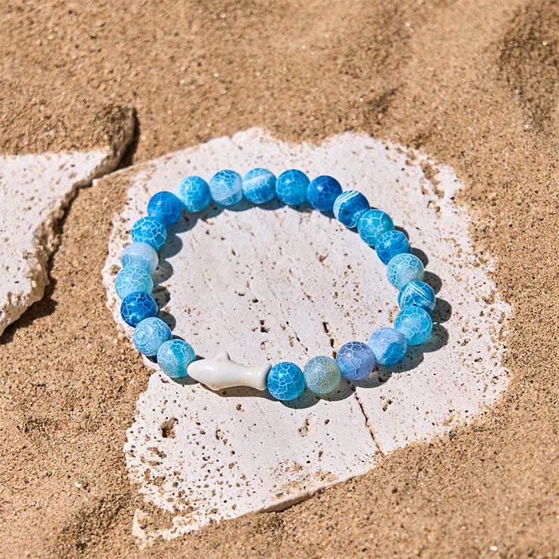 Wear FengShui Natural Agate Stone Shark Wisdom Bracelet