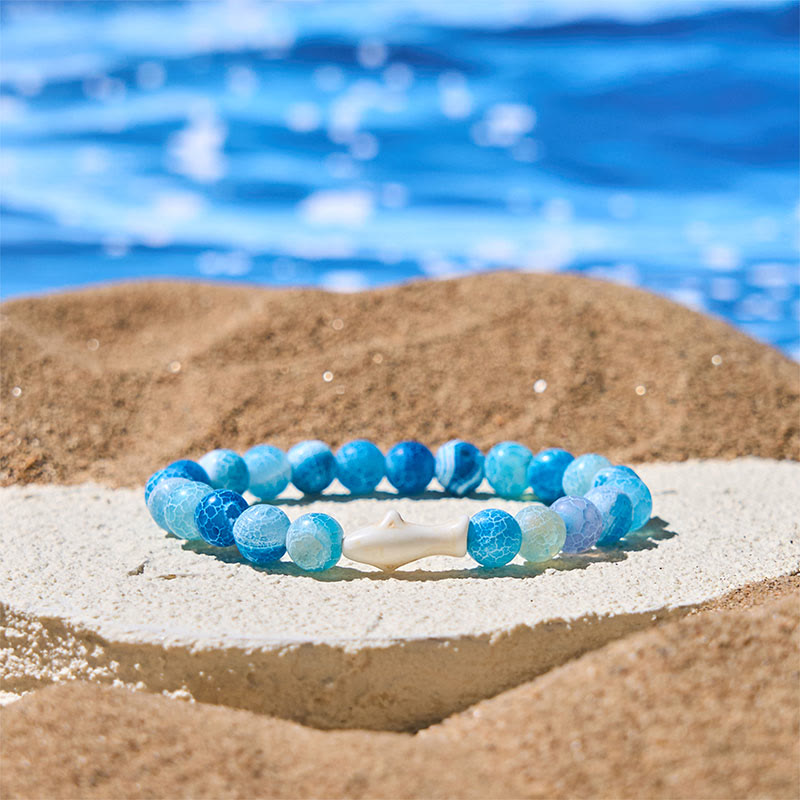 Wear FengShui Natural Agate Stone Shark Wisdom Bracelet