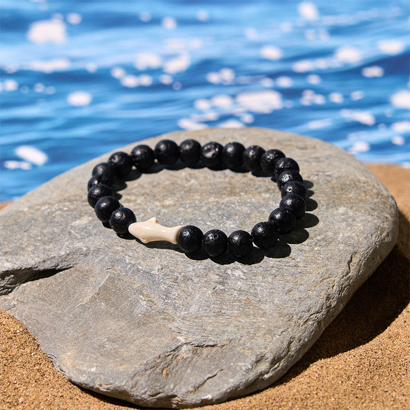 Wear FengShui Natural Agate Stone Shark Wisdom Bracelet