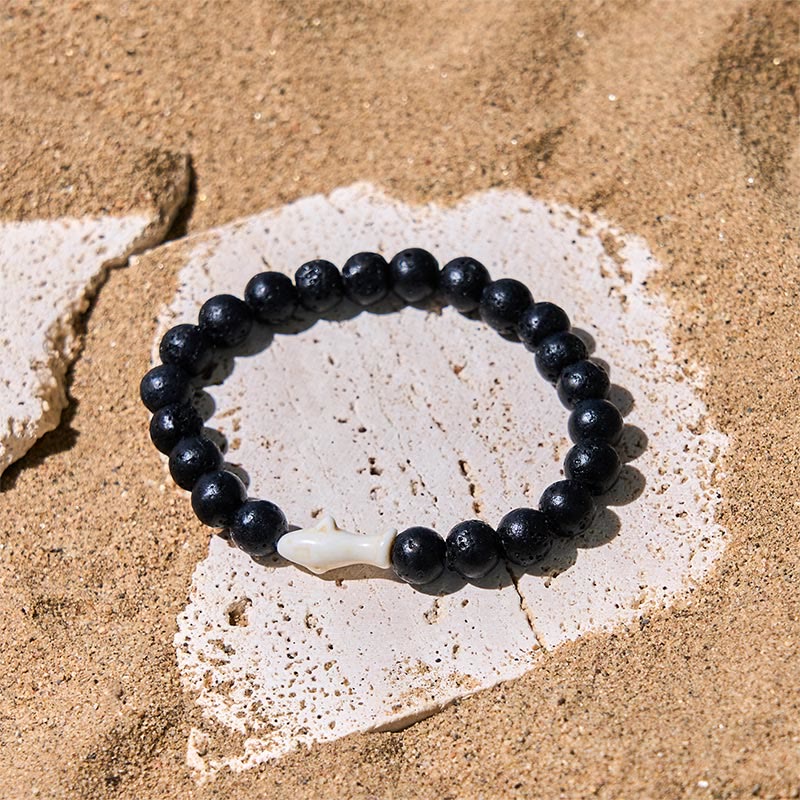 Wear FengShui Natural Agate Stone Shark Wisdom Bracelet