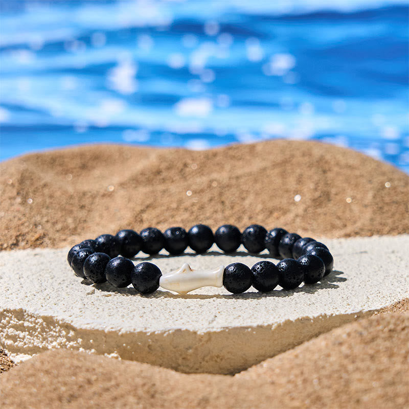 Wear FengShui Natural Agate Stone Shark Wisdom Bracelet