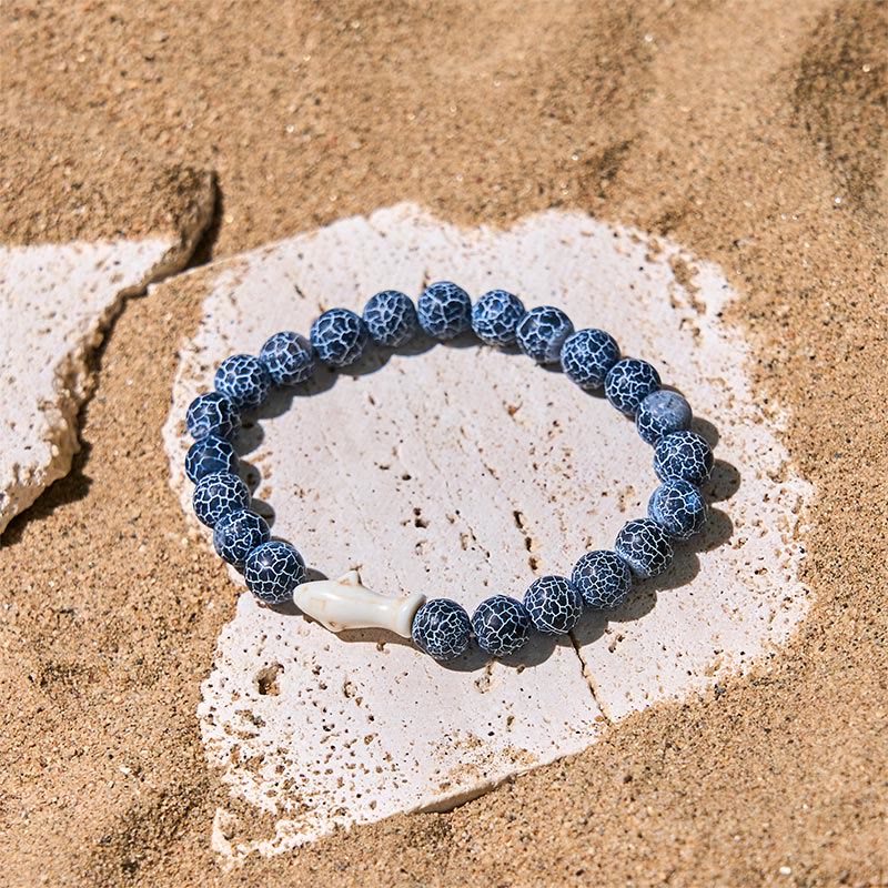 Wear FengShui Natural Agate Stone Shark Wisdom Bracelet