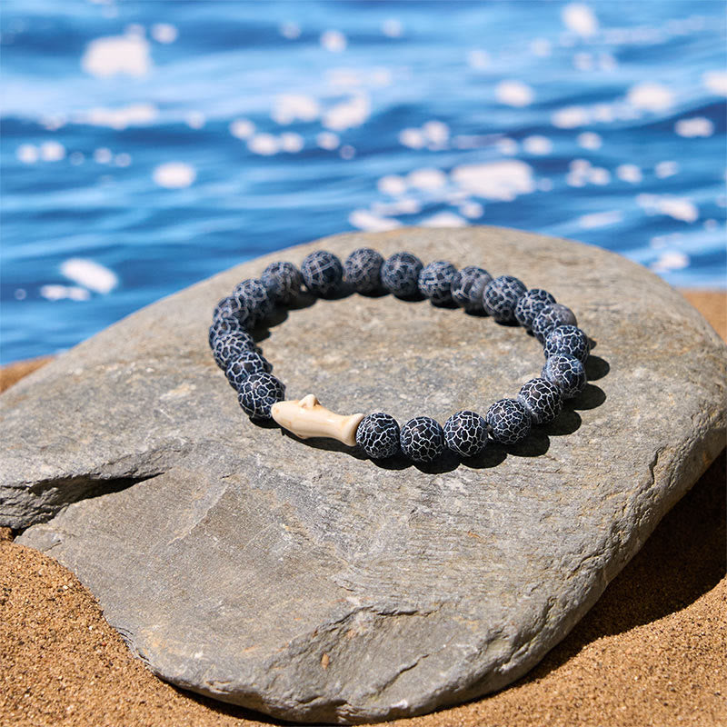 Wear FengShui Natural Agate Stone Shark Wisdom Bracelet
