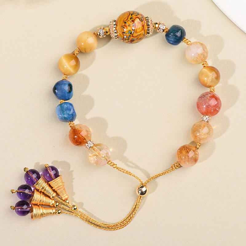 Wear FengShui Tibetan Lacquer Bead Hand-woven Various Crystals Power  Bracelet