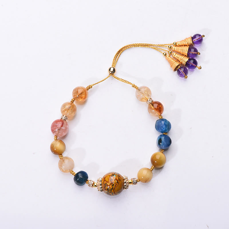 Wear FengShui Tibetan Lacquer Bead Hand-woven Various Crystals Power  Bracelet