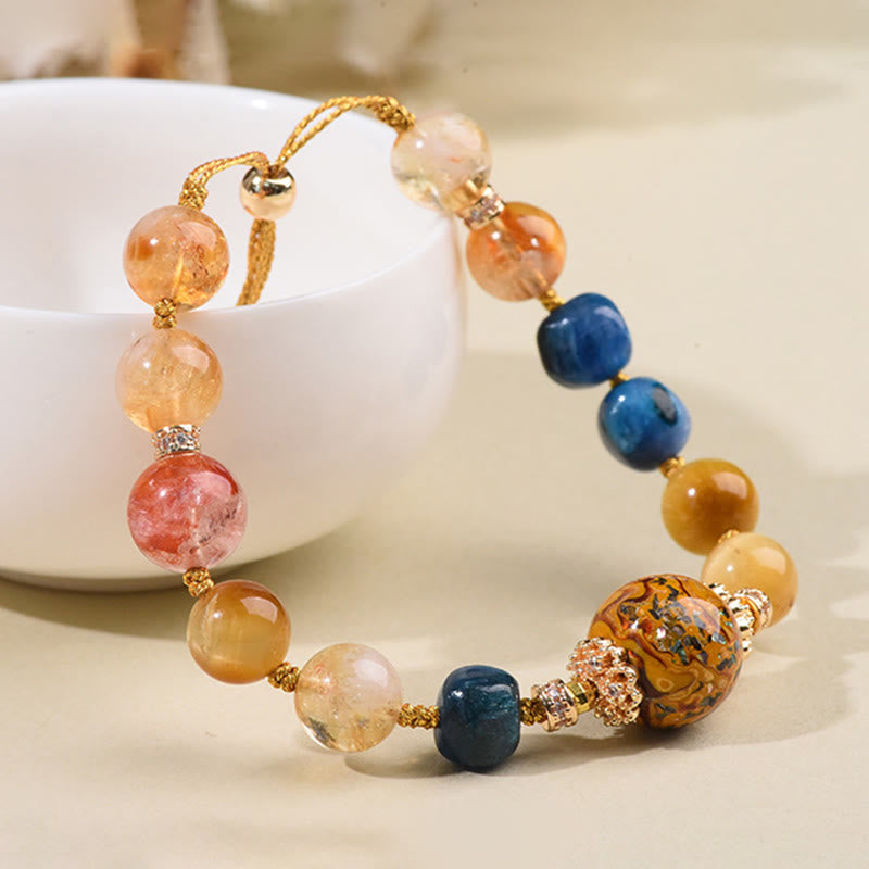 Wear FengShui Tibetan Lacquer Bead Hand-woven Various Crystals Power  Bracelet