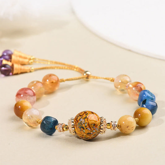 Wear FengShui Tibetan Lacquer Bead Hand-woven Various Crystals Power  Bracelet