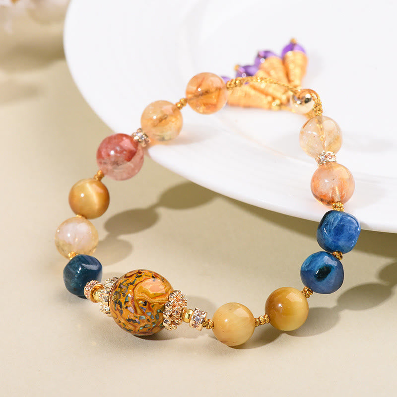 Wear FengShui Tibetan Lacquer Bead Hand-woven Various Crystals Power  Bracelet