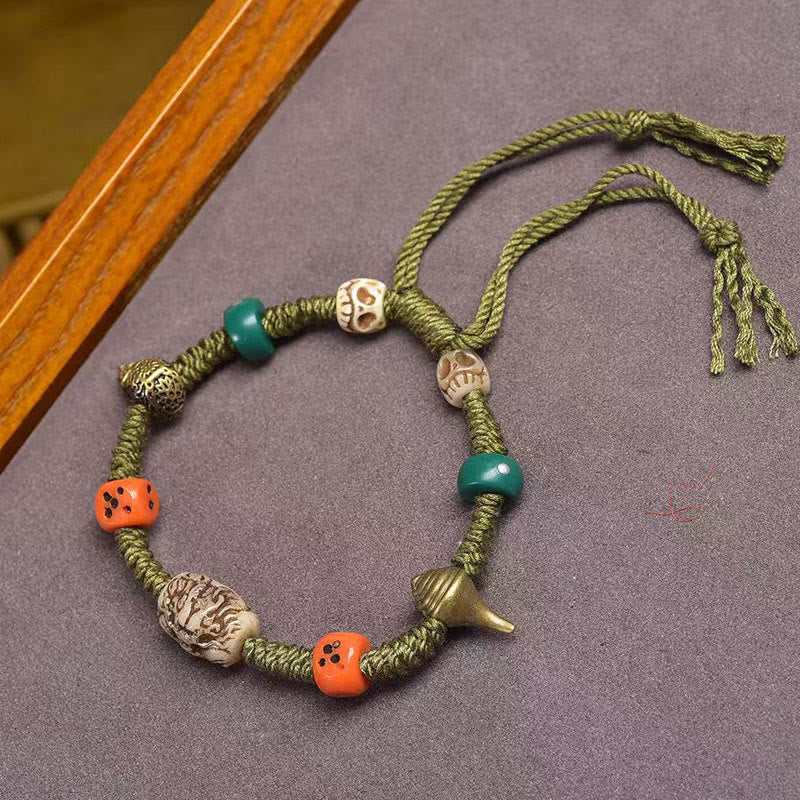 Wear FengShui Tibetan Dragon Pattern Dice Handmade Rope Bracelet