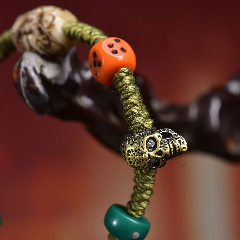 Wear FengShui Tibetan Dragon Pattern Dice Handmade Rope Bracelet