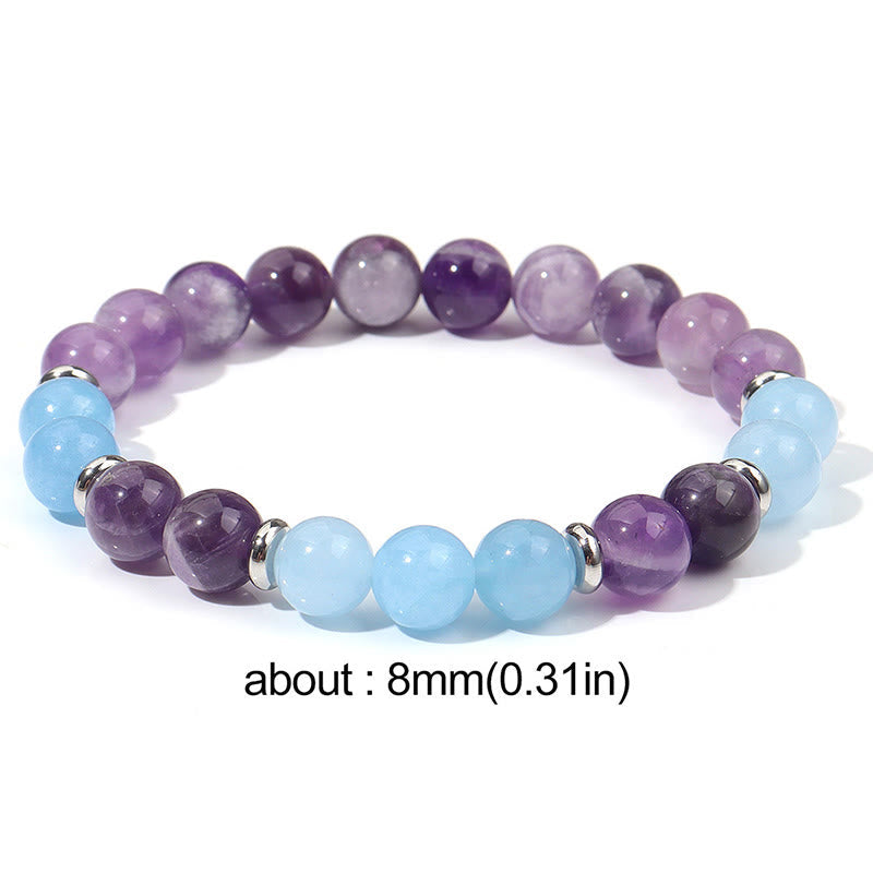 Wear FengShui Amethyst Aquamarine Spacer Beads Peace Bracelet
