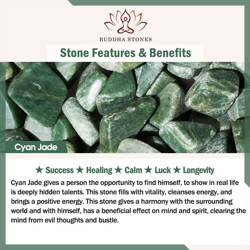 Wear FengShui 925 Sterling Silver Lotus Natural Cyan Jade Luck Bracelet