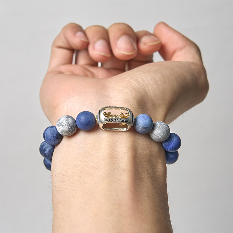 Wear FengShui Natural Sodalite Grey Jasper Om Mani Padme Hum Harmony Bracelet