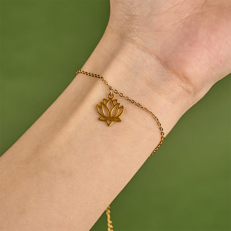 Wear FengShui Lotus Pattern Titanium Steel Enlightenment Bracelet