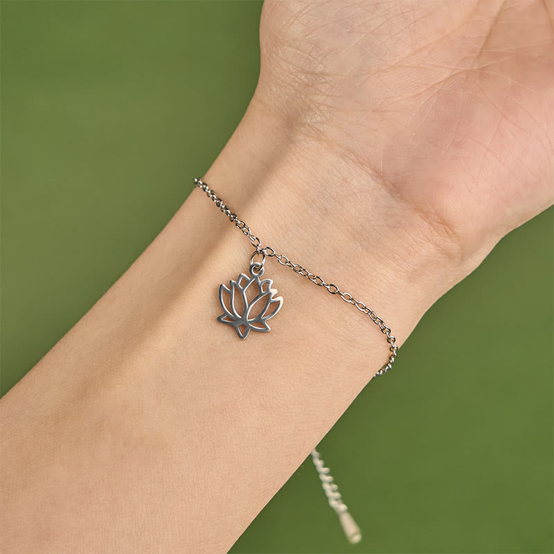 Wear FengShui Lotus Pattern Titanium Steel Enlightenment Bracelet