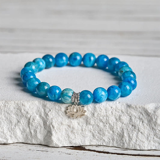 Wear FengShui 925 Sterling Silver Lotus Natural Apatite Creativity Bracelet