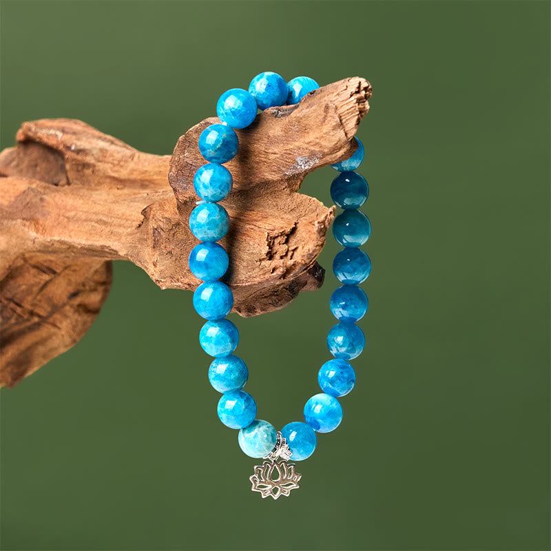 Wear FengShui 925 Sterling Silver Lotus Natural Apatite Creativity Bracelet