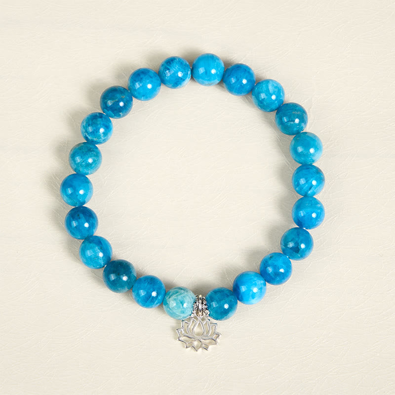 Wear FengShui 925 Sterling Silver Lotus Natural Apatite Creativity Bracelet