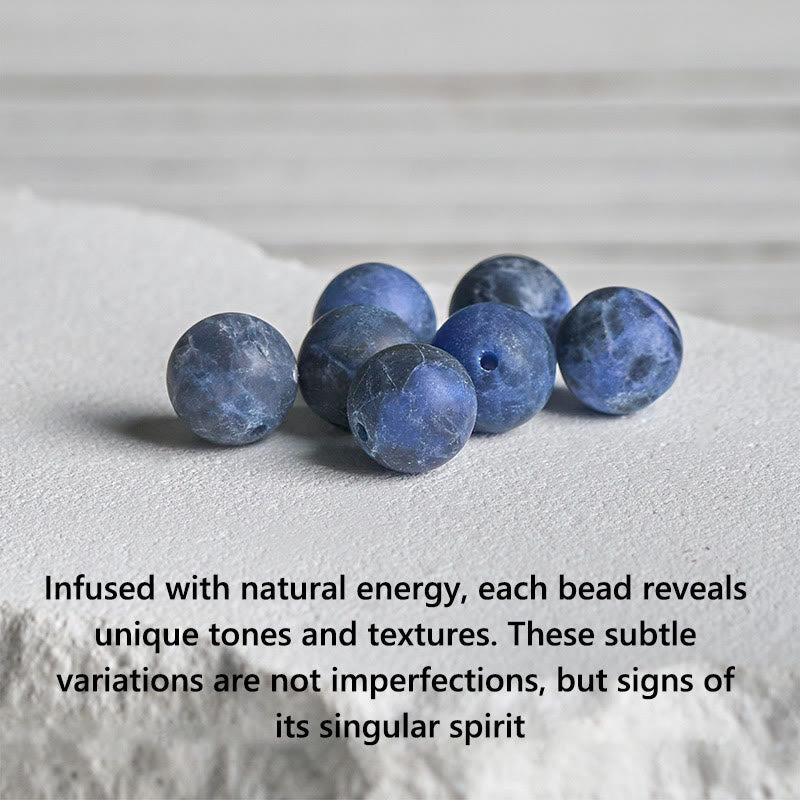 Wear FengShui 925 Sterling Silver Lotus Design Natural Sodalite Positive Beads Harmony Bracelet