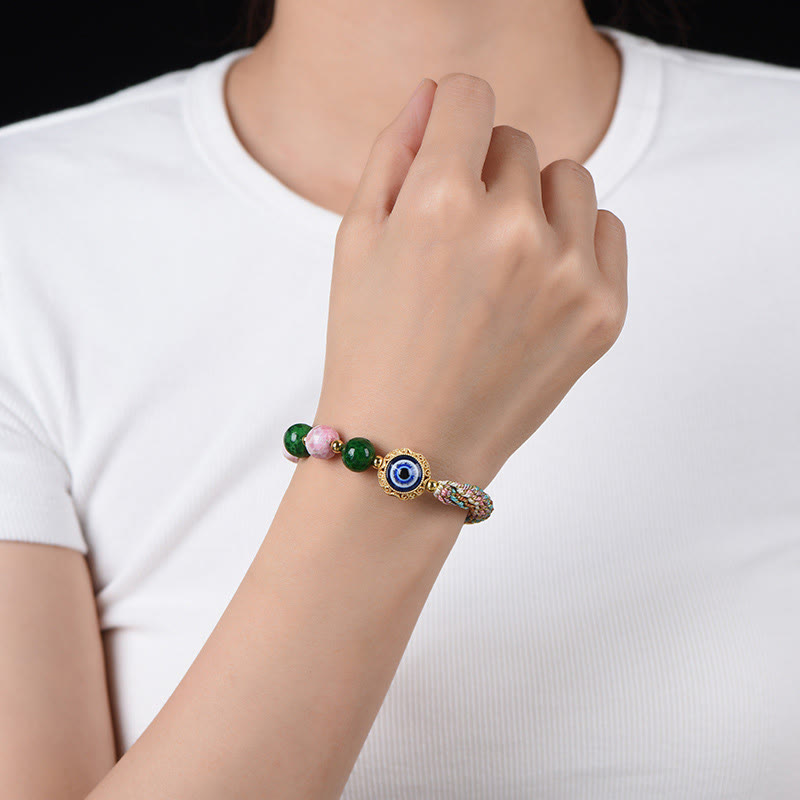 Wear FengShui Tibet Evil Eye Nine Tailed Fox Thangka Keep Away Evil Spirits String Bracelet