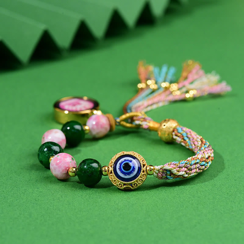 Wear FengShui Tibet Evil Eye Nine Tailed Fox Thangka Keep Away Evil Spirits String Bracelet
