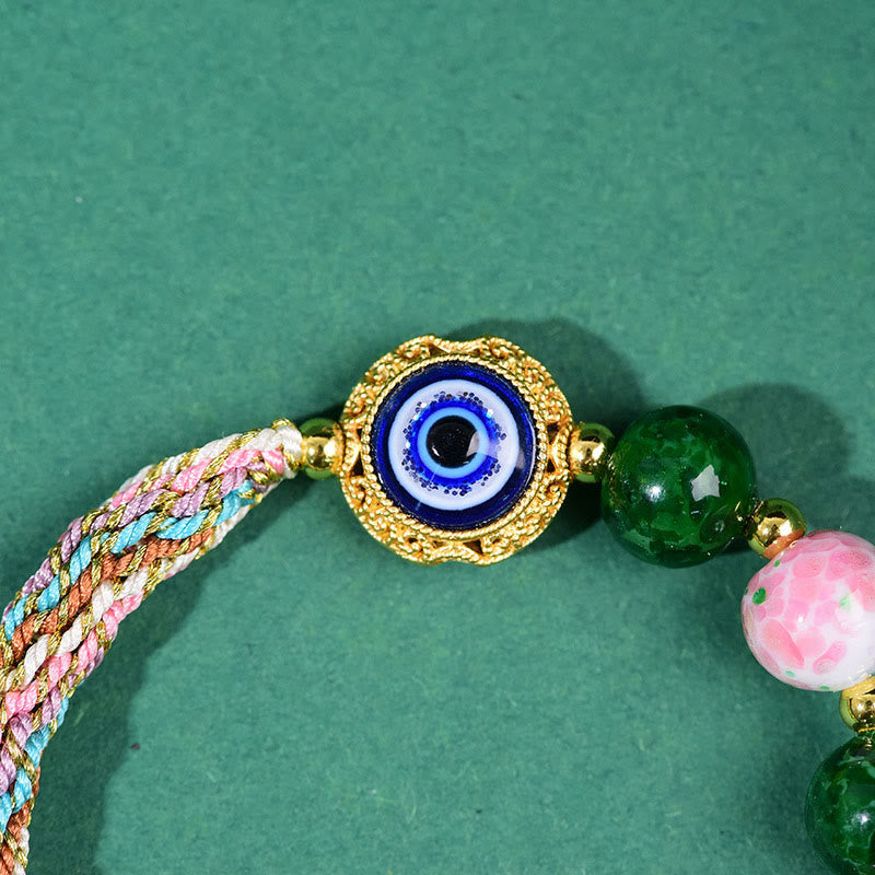 Wear FengShui Tibet Evil Eye Nine Tailed Fox Thangka Keep Away Evil Spirits String Bracelet