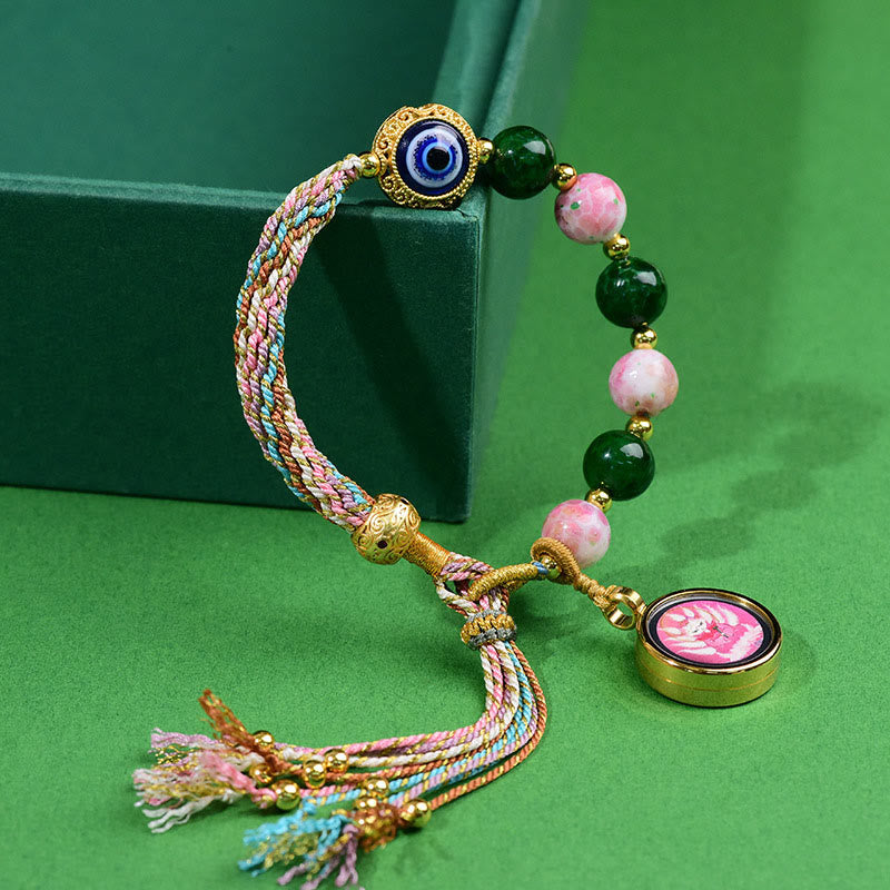 Wear FengShui Tibet Evil Eye Nine Tailed Fox Thangka Keep Away Evil Spirits String Bracelet