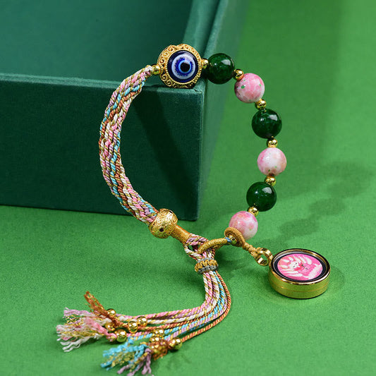 Wear FengShui Tibet Evil Eye Nine Tailed Fox Thangka Keep Away Evil Spirits String Bracelet