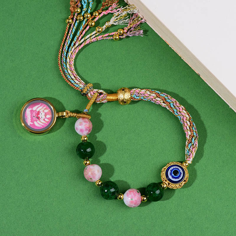 Wear FengShui Tibet Evil Eye Nine Tailed Fox Thangka Keep Away Evil Spirits String Bracelet