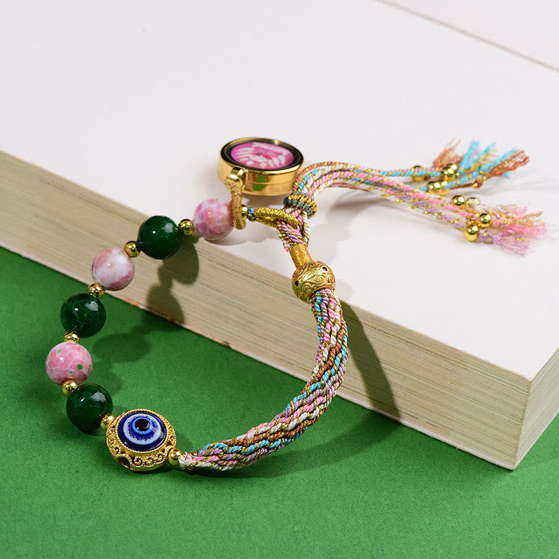 Wear FengShui Tibet Evil Eye Nine Tailed Fox Thangka Keep Away Evil Spirits String Bracelet