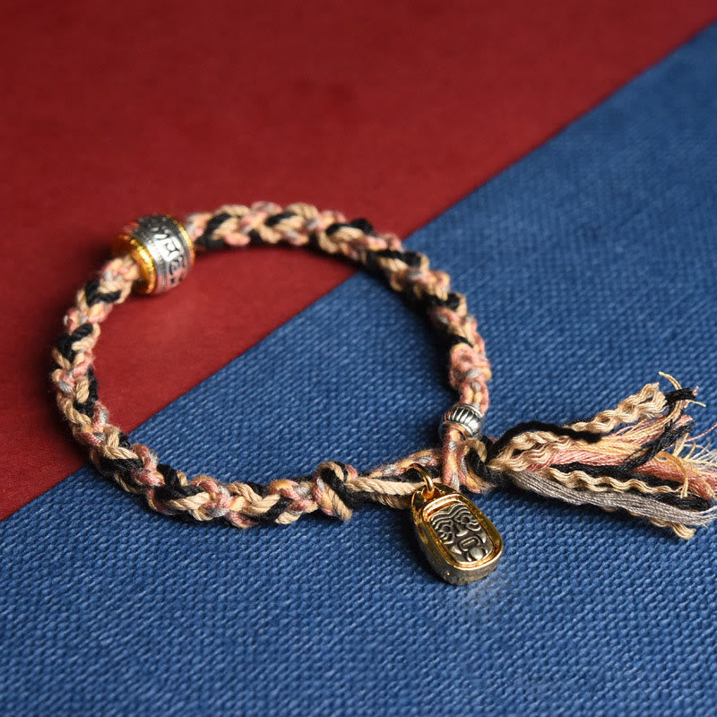 Wear FengShui Tibet Om Mani Padme Hum Carved Zakiram Focus Rope Bracelet
