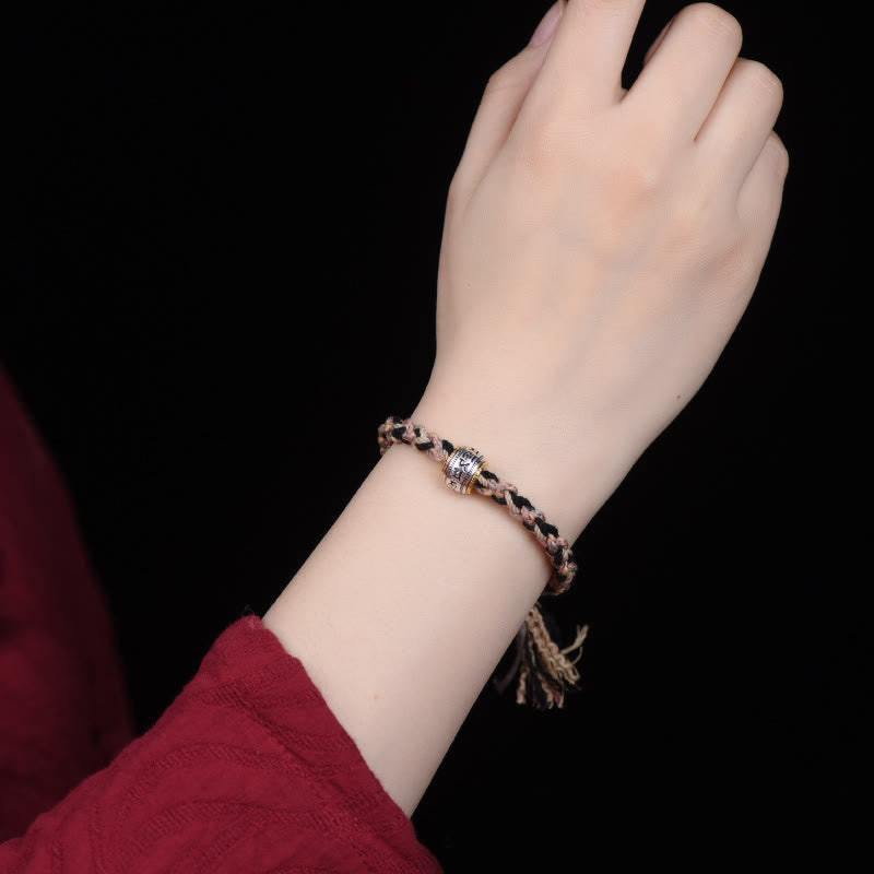Wear FengShui Tibet Om Mani Padme Hum Carved Zakiram Focus Rope Bracelet