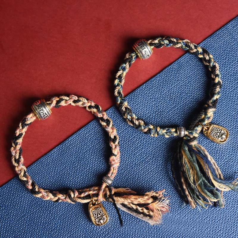 Wear FengShui Tibet Om Mani Padme Hum Carved Zakiram Focus Rope Bracelet