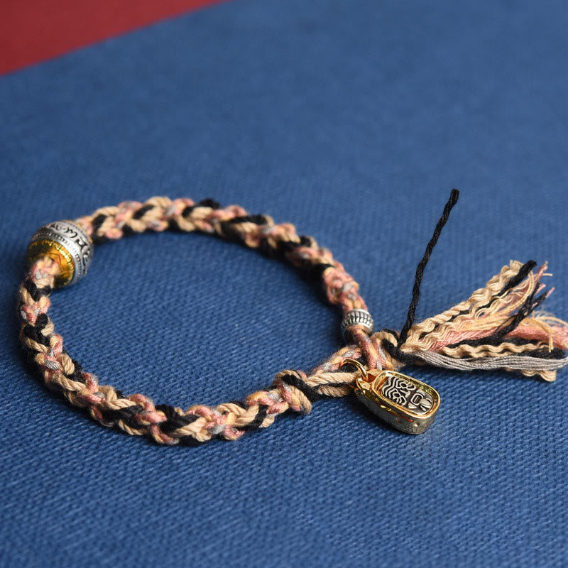 Wear FengShui Tibet Om Mani Padme Hum Carved Zakiram Focus Rope Bracelet