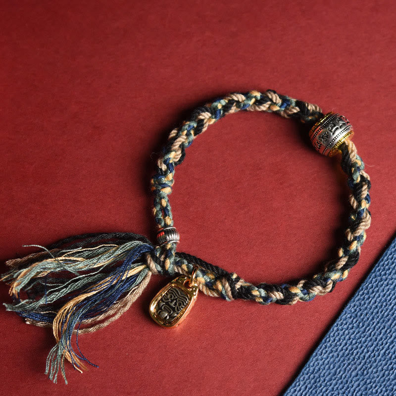 Wear FengShui Tibet Om Mani Padme Hum Carved Zakiram Focus Rope Bracelet