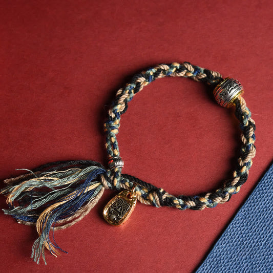 Wear FengShui Tibet Om Mani Padme Hum Carved Zakiram Focus Rope Bracelet