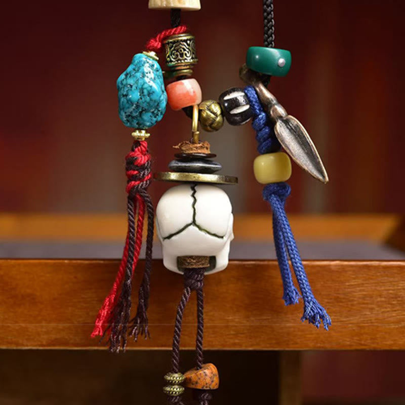 Wear FengShui Tibetan Skull The Lord of the Corpse Forest New Beginning Rope Necklace Pendant