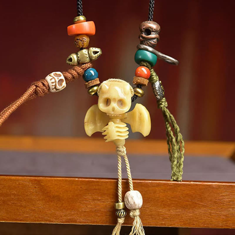 Wear FengShui Tibetan Skull The Lord of the Corpse Forest New Beginning Rope Necklace Pendant