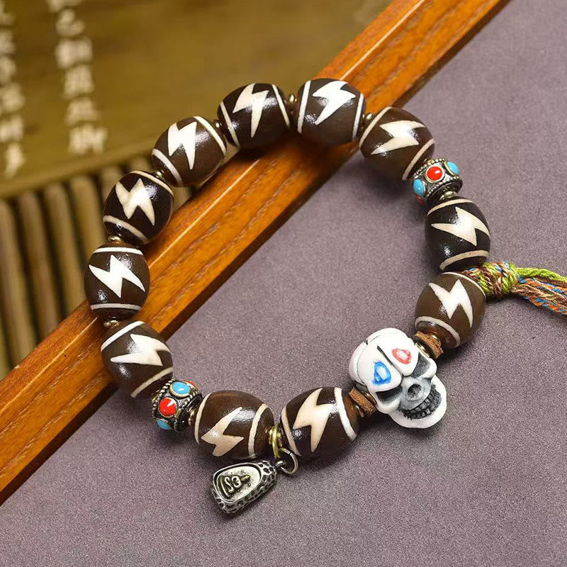 Wear FengShui Tibetan Lightning Treasure Vase Dzi Bead The Lord of the Corpse Forest Power Bracelet