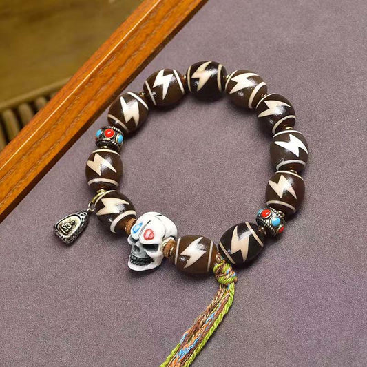 Wear FengShui Tibetan Lightning Treasure Vase Dzi Bead The Lord of the Corpse Forest Power Bracelet