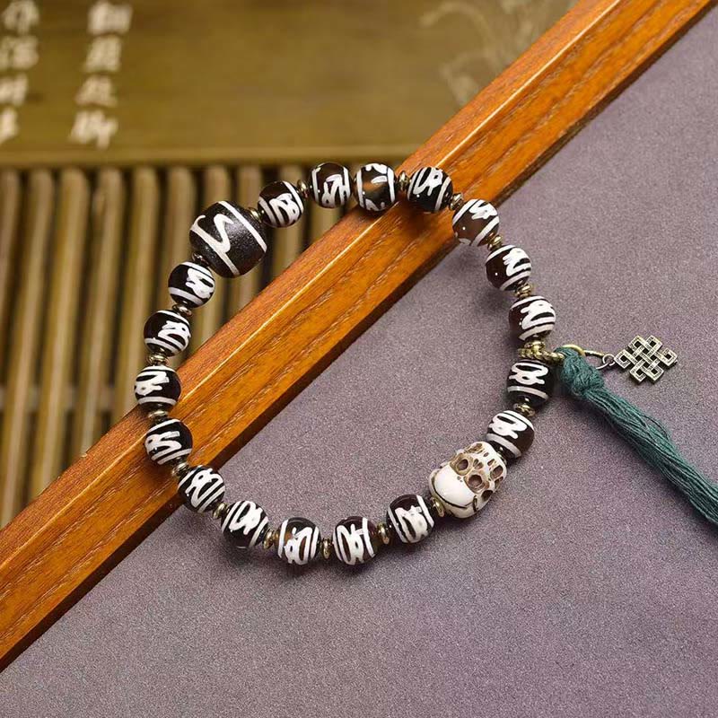 Wear FengShui Tibetan Dzi Bead Skull The Lord of the Corpse Forest Wealth Bracelet