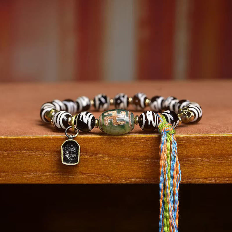 Wear FengShui Tibetan Dzi Bead Skull The Lord of the Corpse Forest Wealth Bracelet