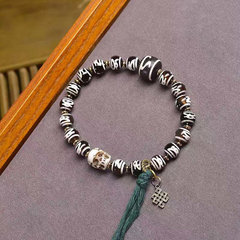 Wear FengShui Tibetan Dzi Bead Skull The Lord of the Corpse Forest Wealth Bracelet