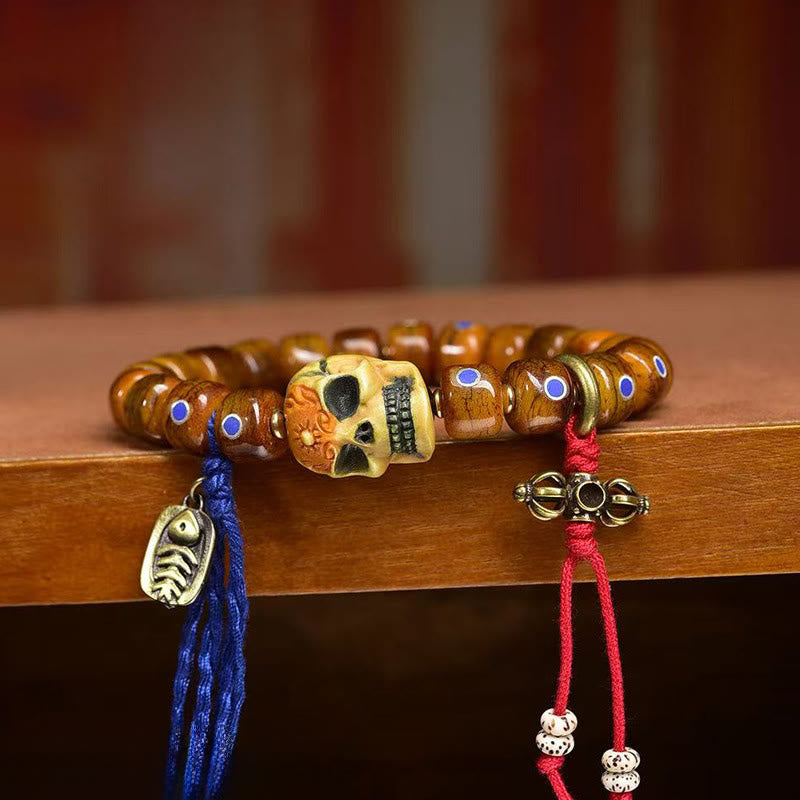 Wear FengShui Tibetan Bone Beads The Lord Of The Corpse Forest Keep Away Evil Spirits Bracelet