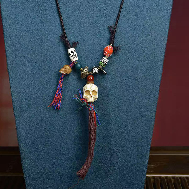 Wear FengShui Tibetan Skull The Lord Of The Corpse Forest Keep Away Evil Spirits Necklace Pendant